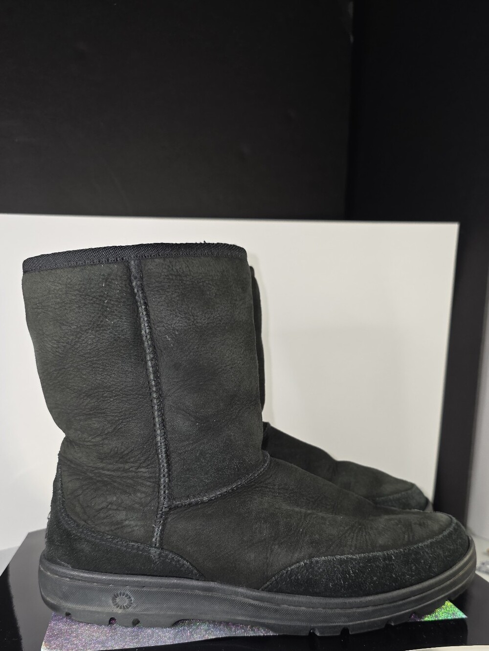 Vintage UGG Australia Ultra Short Black Sheepskin Boots 5225 Women's Size 9